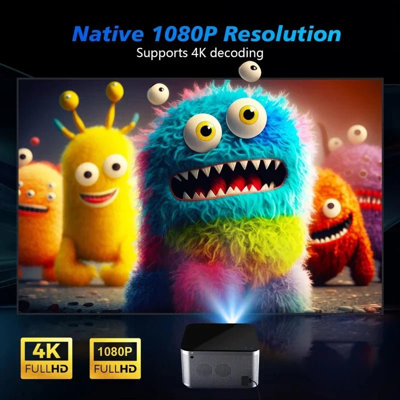 4K Android 11 Smart Projector 1080P LED WiFi6 Black - Smart Gadgets
