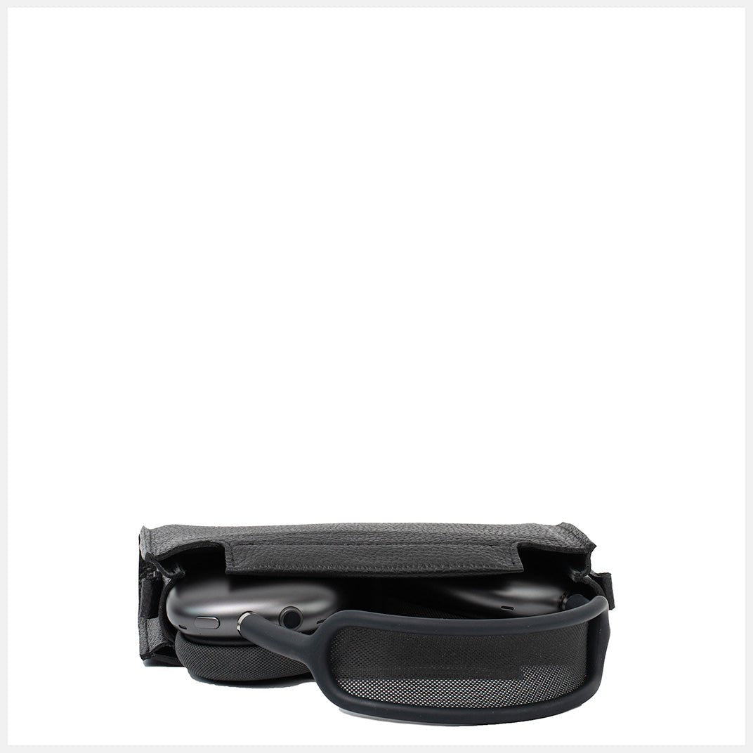 Leather Case with Adjustable Fabric Strap for AirPods Max (Black) - Smart Gadgets