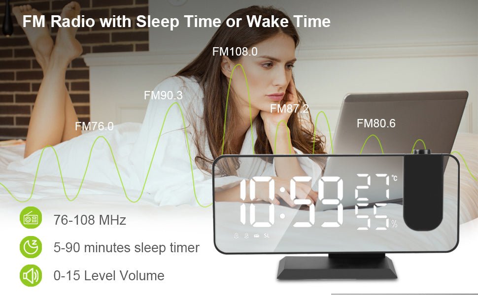 LED Projection Digital Alarm Clock Phone Charger - Smart Gadgets