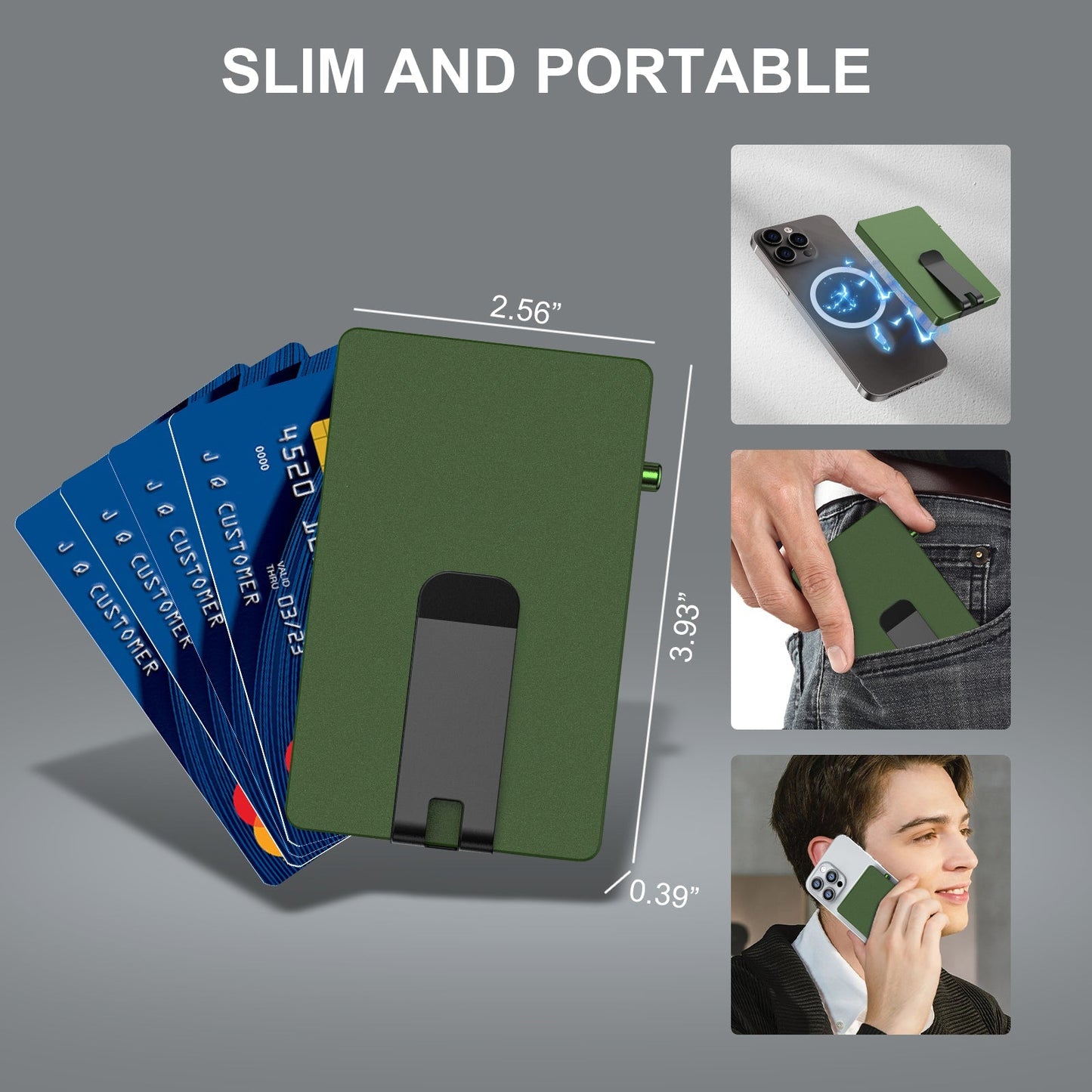 Minimalist Pop up Wallet with Money Clip, All Aluminum Slide Rfid Slim Card Holder - Smart Gadgets