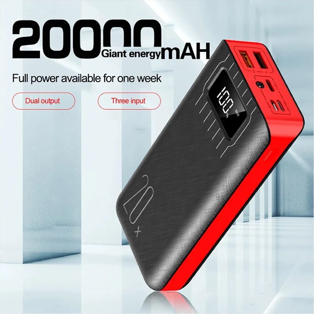20000mAh External Battery Power Bank Dual USB With LED Flashlight - Smart Gadgets