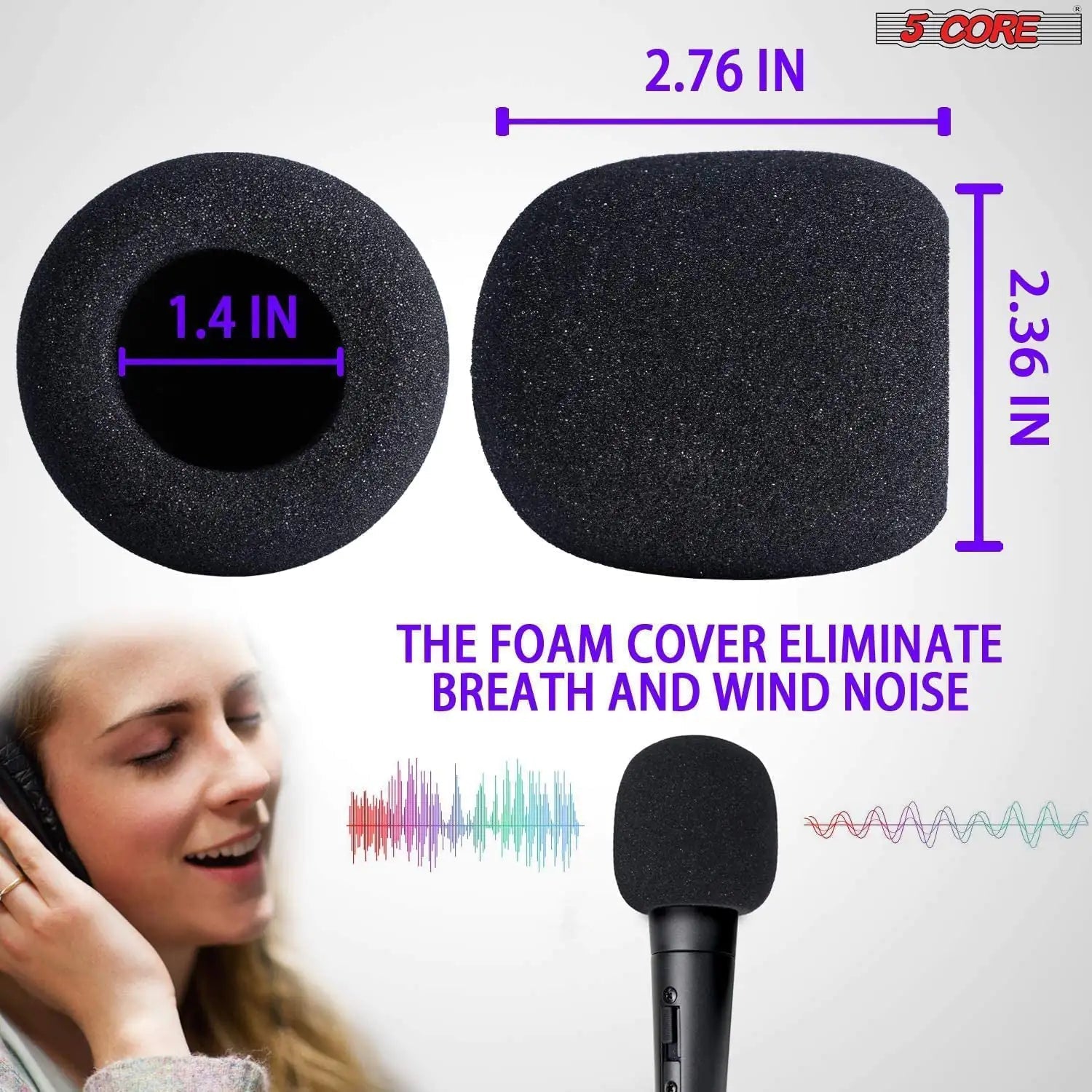 5Core Recording Microphone Podcast Bundle w Condenser Mic Desk Stand Foam Cover Shock Mount - Smart Gadgets
