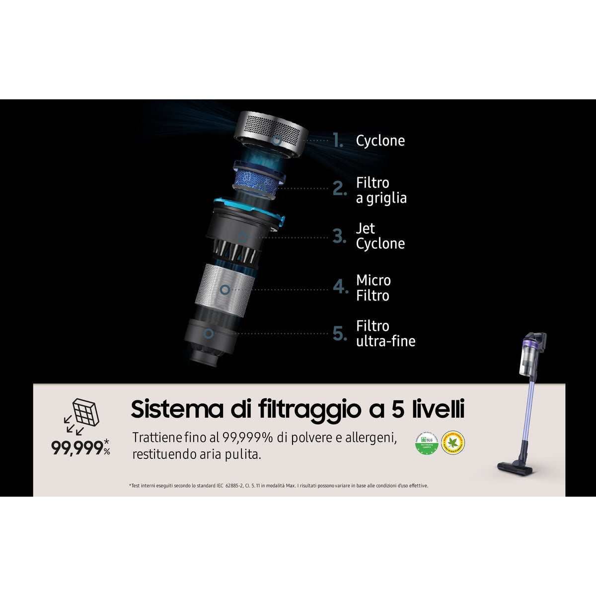 Stick Vacuum Cleaner Samsung VS15A6031R4/ET 150 W-11