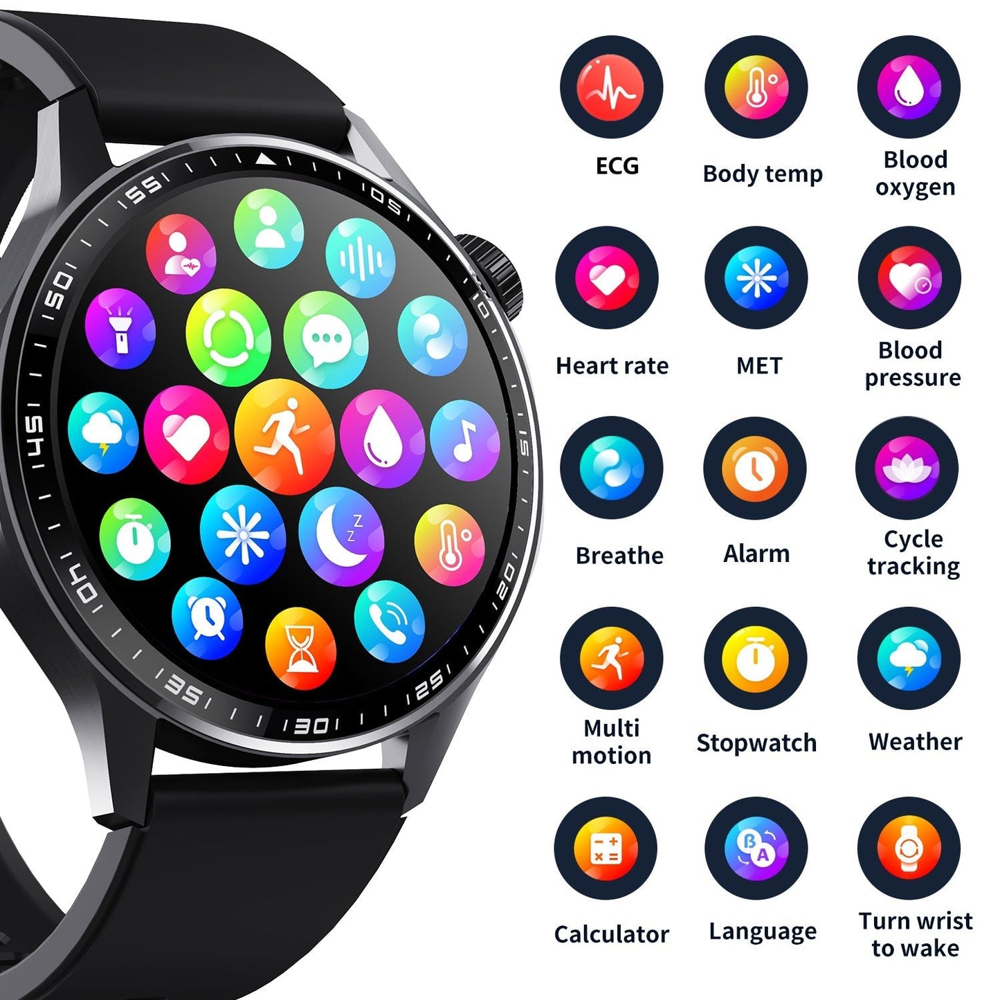 Advanced Health and Fitness Smartwatch with Tools to Manage Stress and Sleep, ECG App, SpO2, 24/7 Heart Rate - Smart Gadgets