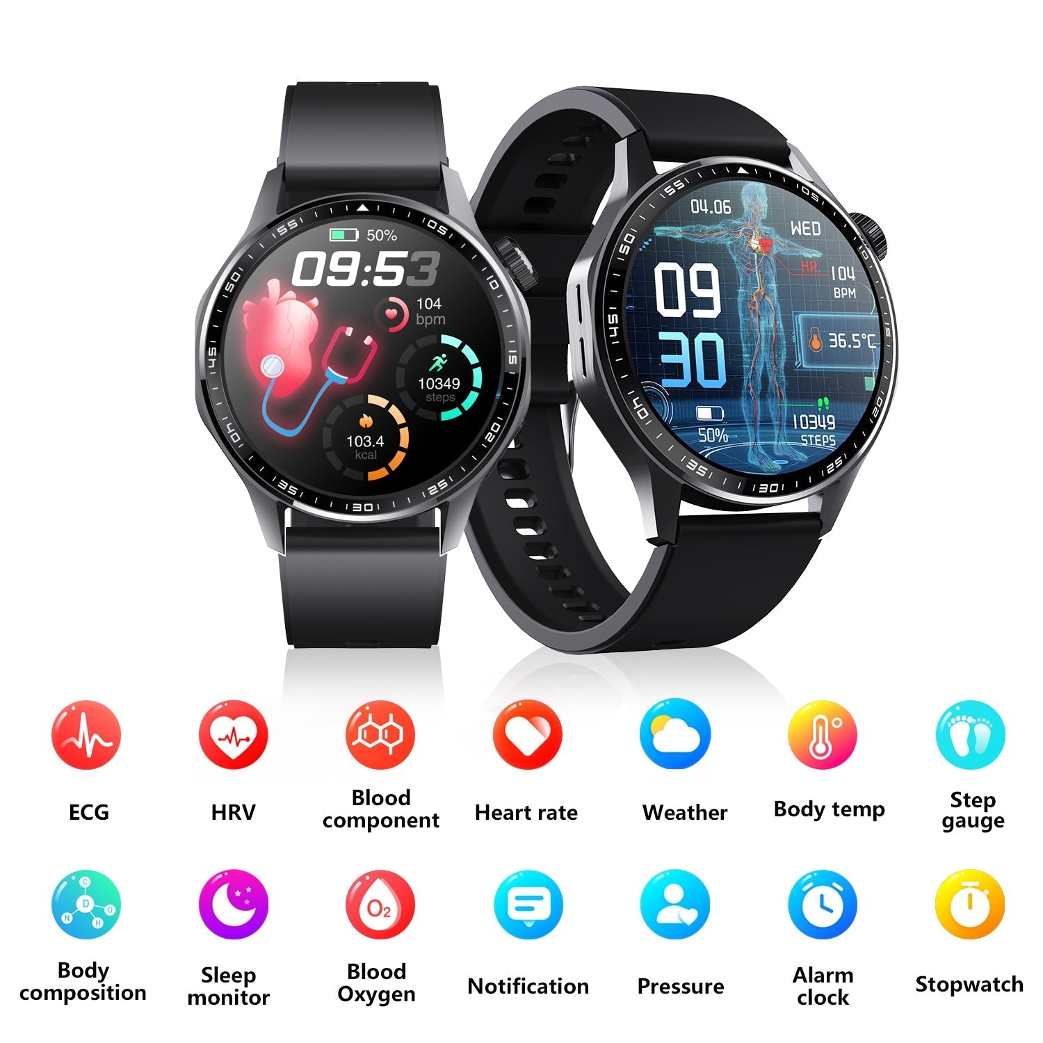 Advanced Health and Fitness Smartwatch with Tools to Manage Stress and Sleep, ECG App, SpO2, 24/7 Heart Rate - Smart Gadgets
