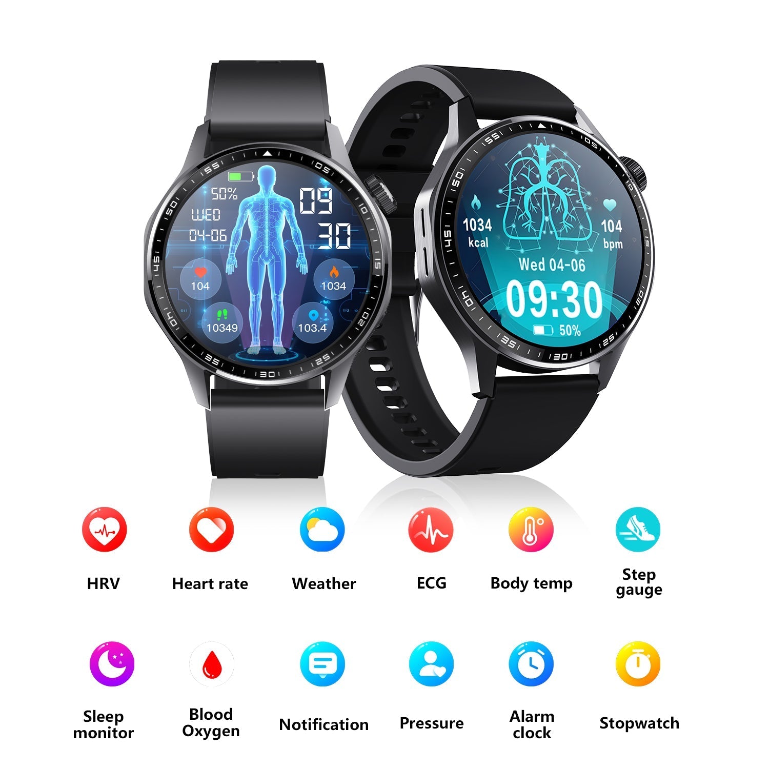 Advanced Health and Fitness Smartwatch with Tools to Manage Stress and Sleep, ECG App, SpO2, 24/7 Heart Rate - Smart Gadgets
