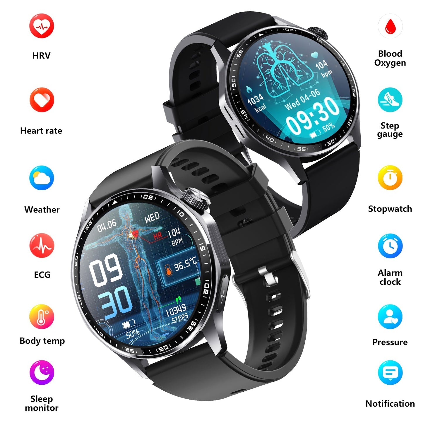 Advanced Health and Fitness Smartwatch with Tools to Manage Stress and Sleep, ECG App, SpO2, 24/7 Heart Rate - Smart Gadgets