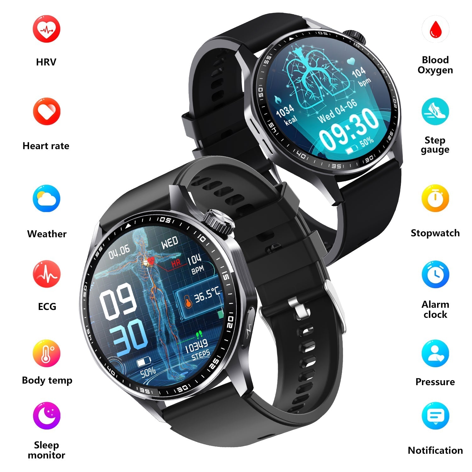 Advanced Health and Fitness Smartwatch with Tools to Manage Stress and Sleep, ECG App, SpO2, 24/7 Heart Rate - Smart Gadgets