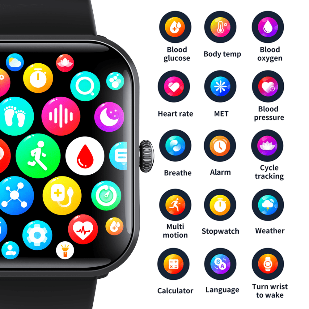 Blood Sugar Glucose Monitor Smart Watch for Diabetics SOS Emergency Alarm Call - Smart Gadgets