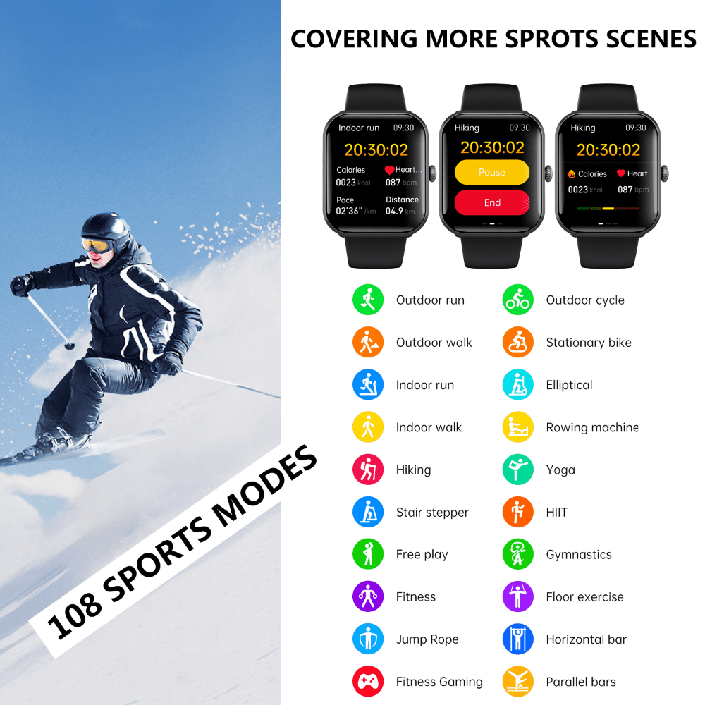 Blood Sugar Glucose Monitor Smart Watch for Diabetics SOS Emergency Alarm Call - Smart Gadgets