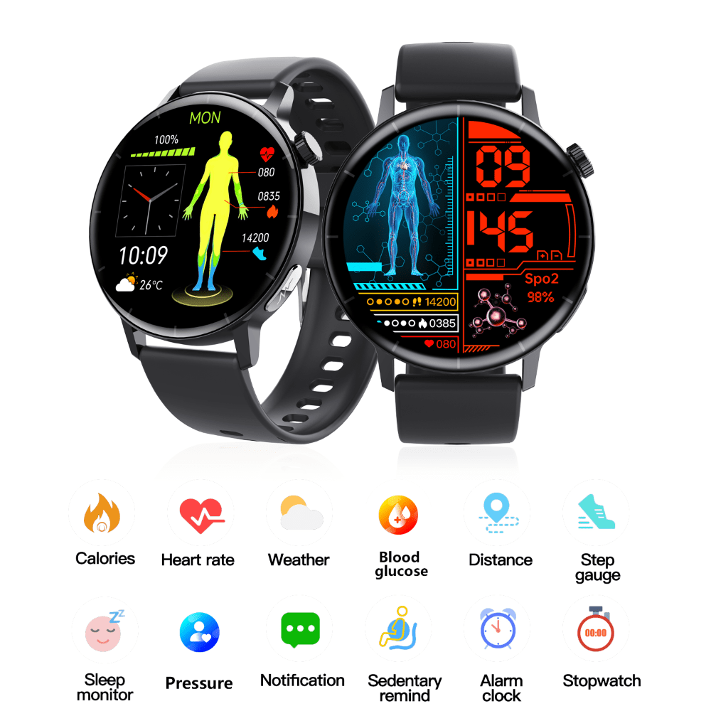 ECG monitor Smart Watch Non Invasive Blood Glucose Smart Watch with Blood Component Analysis - Smart Gadgets