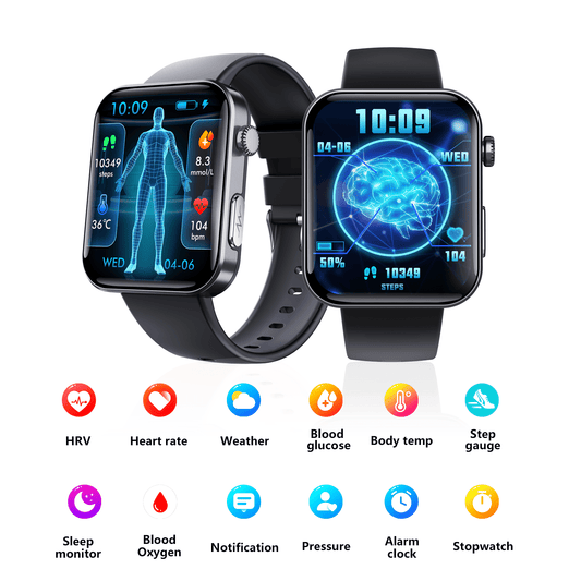ECG smart watch with blood pressure monitor body temperature blood glucose heart rate blood oxygen - Smart Gadgets