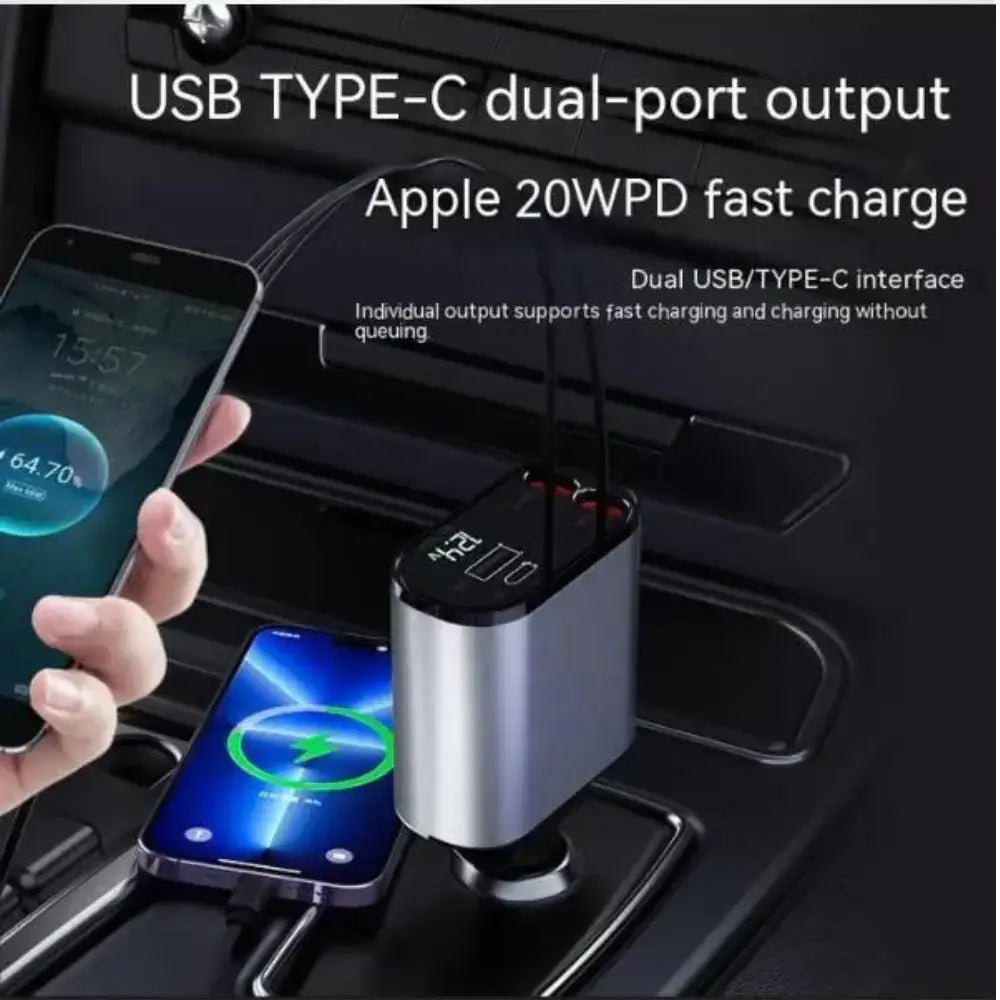 FAST 100W Car Phone Charger Lighter USB And TYPE - C Adapter - Smart Gadgets