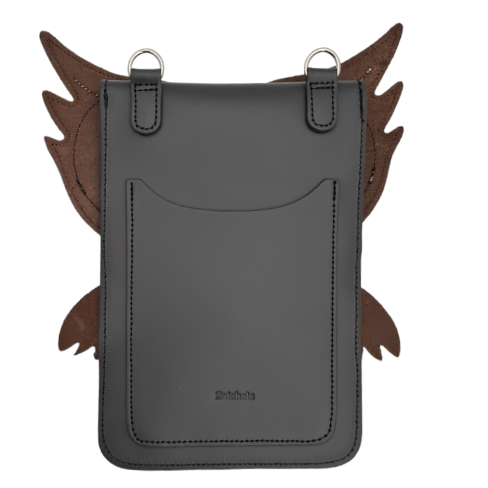 Handmade Leather Mobile Phone Pouch Plus - Hoot Owl - Graphite - Smart Gadgets