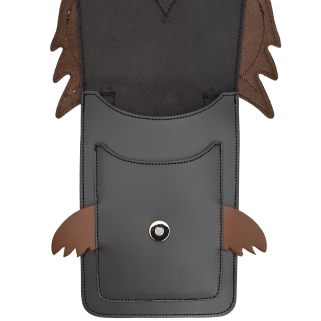 Handmade Leather Mobile Phone Pouch Plus - Hoot Owl - Graphite - Smart Gadgets