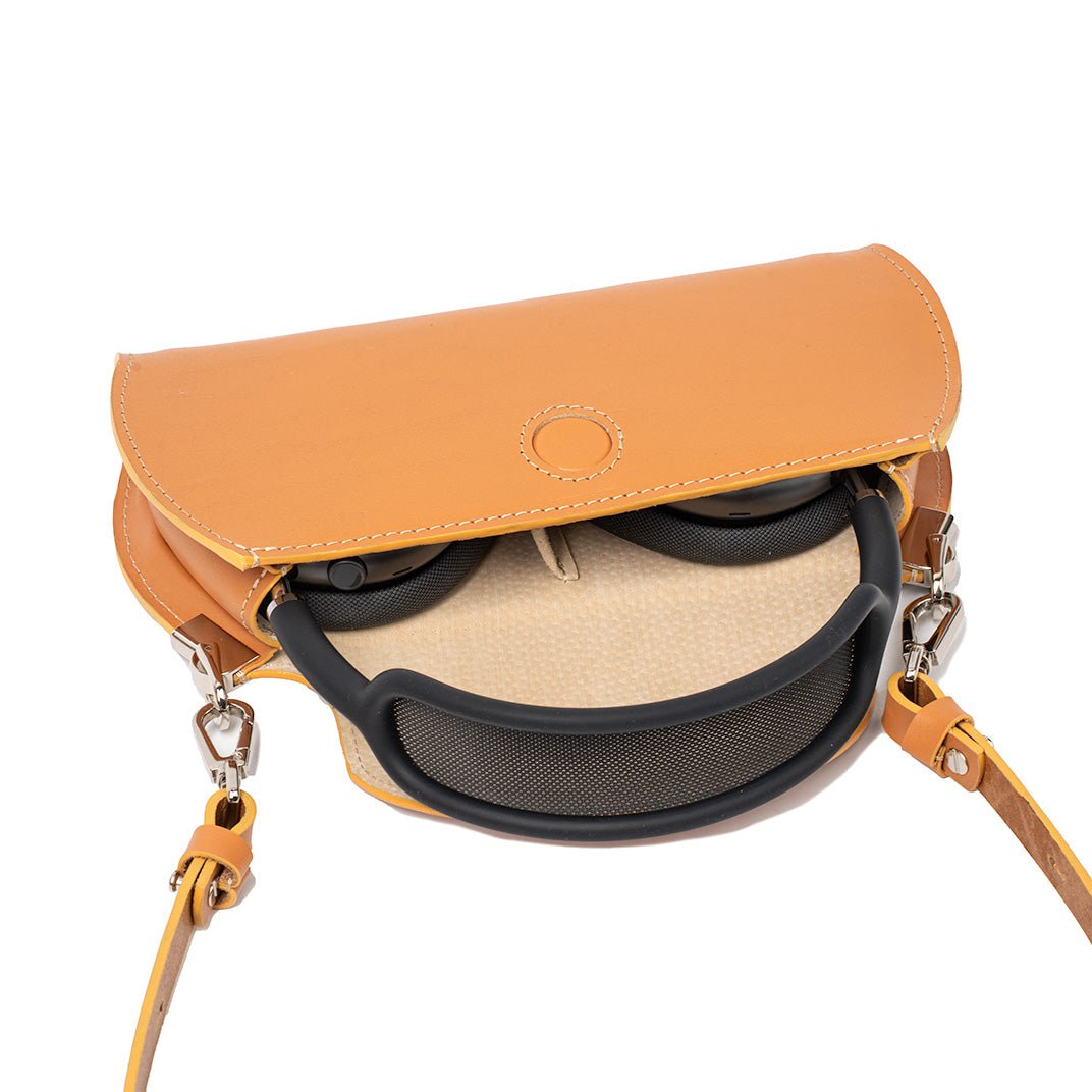 Leather Case for AirPods Max (Light Orange / top - grain) - Smart Gadgets