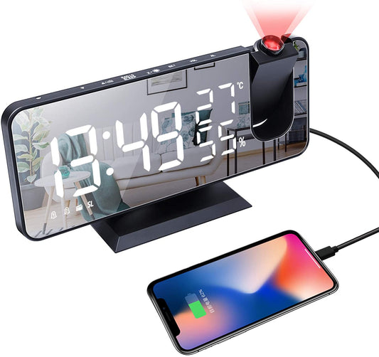 LED Projection Digital Alarm Clock Phone Charger - Smart Gadgets