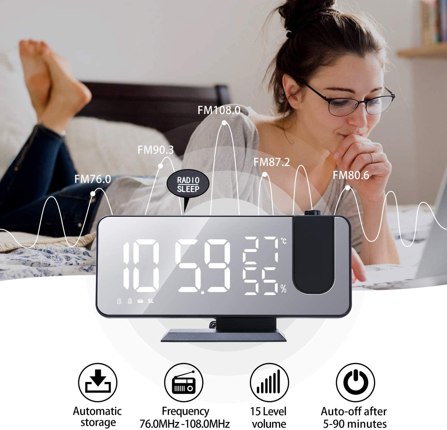 LED Projection Digital Alarm Clock Phone Charger - Smart Gadgets