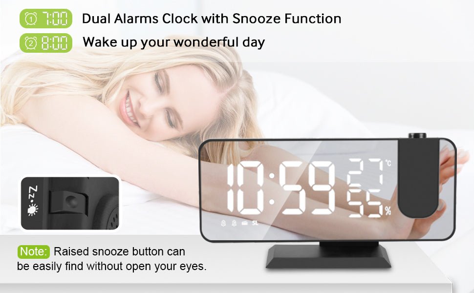LED Projection Digital Alarm Clock Phone Charger - Smart Gadgets