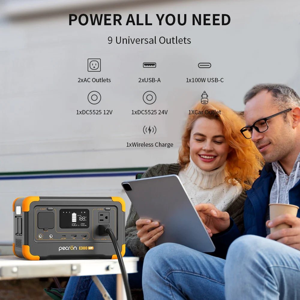 Pecron E300LFP Portable Power Station 600W 288Wh LiFePO4 Battery Solar Generator Power Bank Fast Charging for Home , RV, Camping - Smart Gadgets