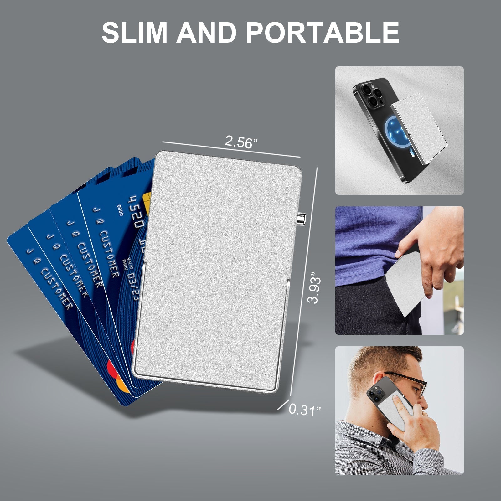 RFID Blocking Wallet Minimalist Slim Card Holder for Magsafe with Adjustable Stand, Metal Pop Up Magnetic Wallet for Men TOYFID - Smart Gadgets