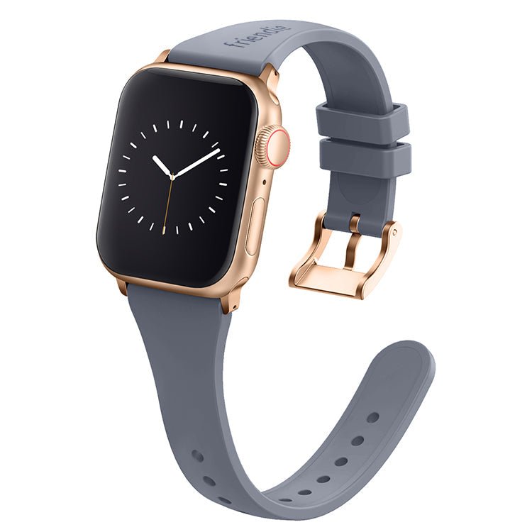 Silicone Band in Stardust Grey with Gold Classic Buckle - The Gippsland - Compatible with Apple Watch Size 38mm to 41mm - Smart Gadgets