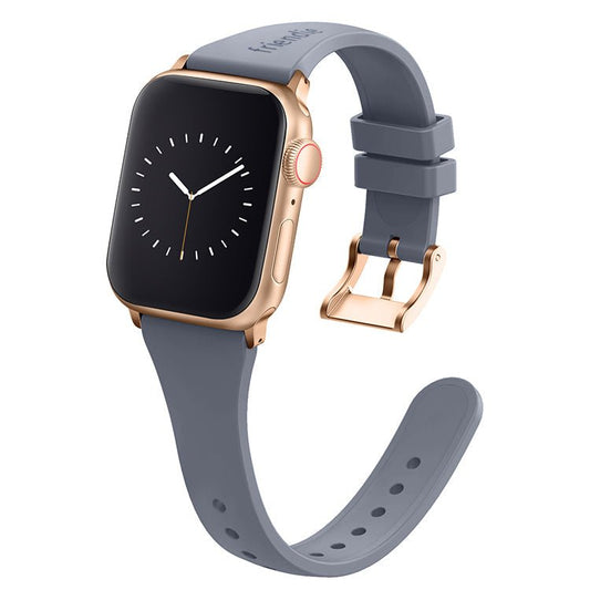 Silicone Band in Stardust Grey with Gold Classic Buckle - The Gippsland - Compatible with Apple Watch Size 38mm to 41mm - Smart Gadgets