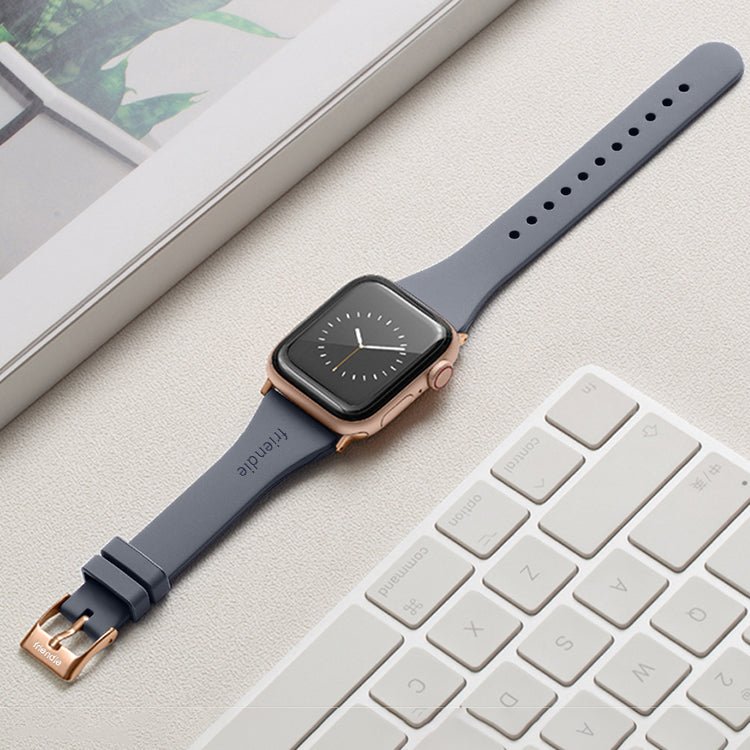 Silicone Band in Stardust Grey with Gold Classic Buckle - The Gippsland - Compatible with Apple Watch Size 38mm to 41mm - Smart Gadgets
