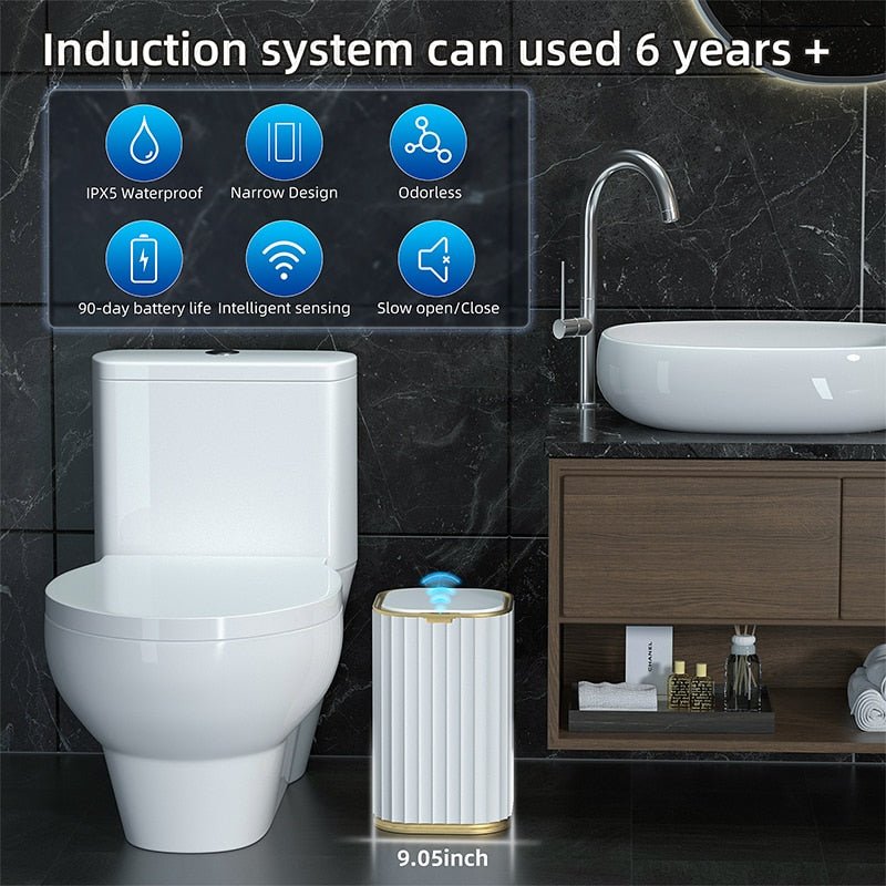 Smart Sensor Garbage Bin Kitchen Bathroom Toilet Trash Can Best Automatic Induction Waterproof Bin with Lid 10/15L - Smart Gadgets
