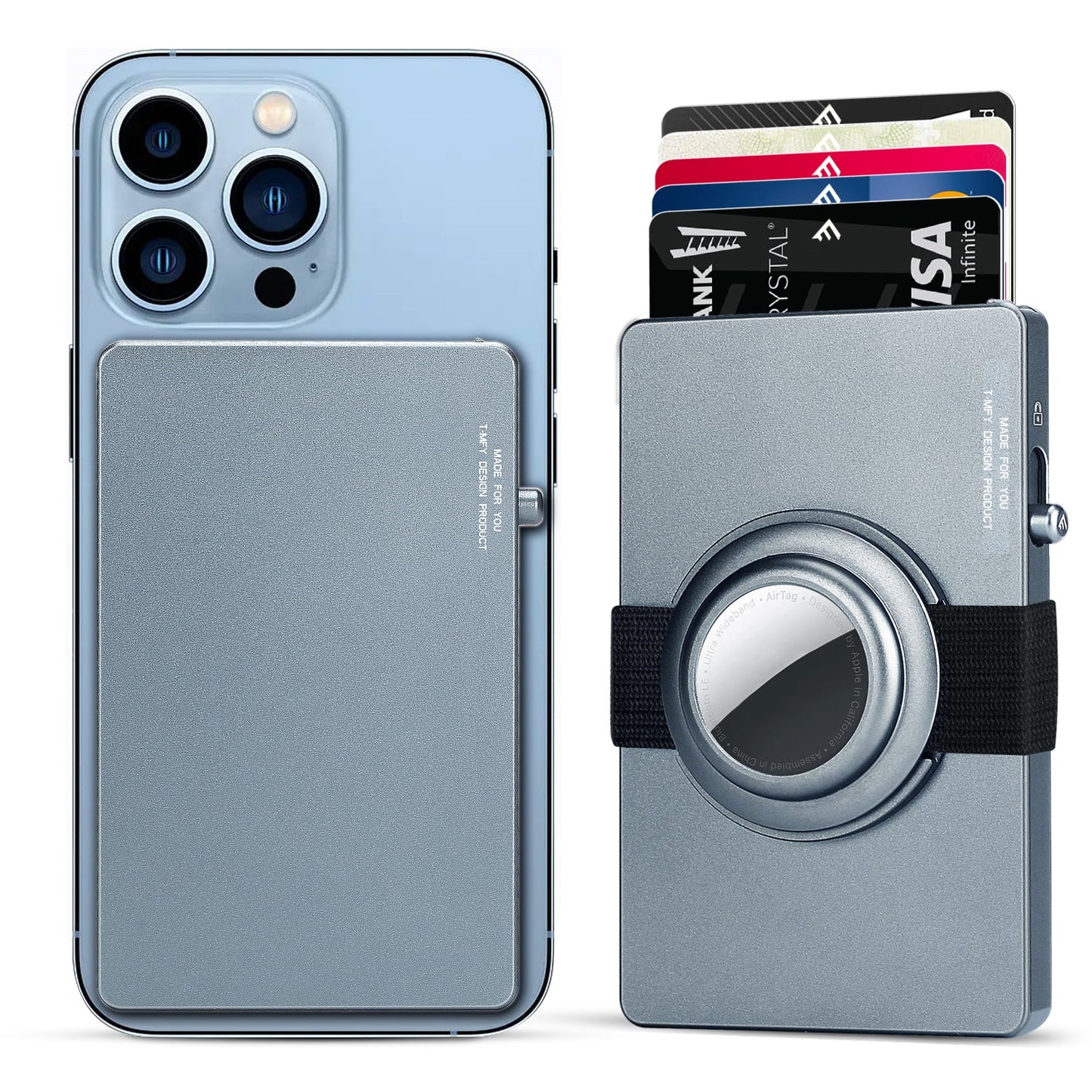TOYFID All - Aluminum Pop Up Slide Rfid Slim Card Holder Wallet With Airtag Holder - Smart Gadgets
