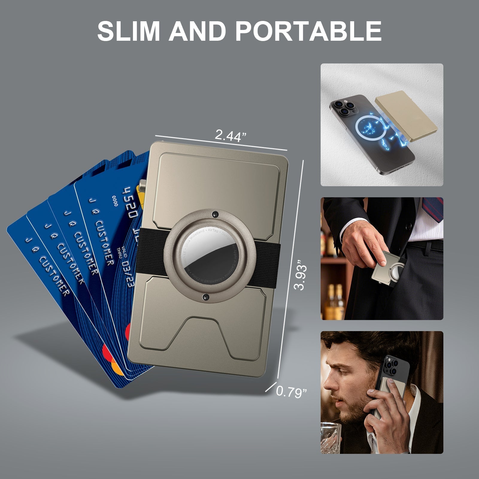 TOYFID All - Aluminum Pop Up Slide Rfid Slim Card Holder Wallet With Airtag Holder - Smart Gadgets