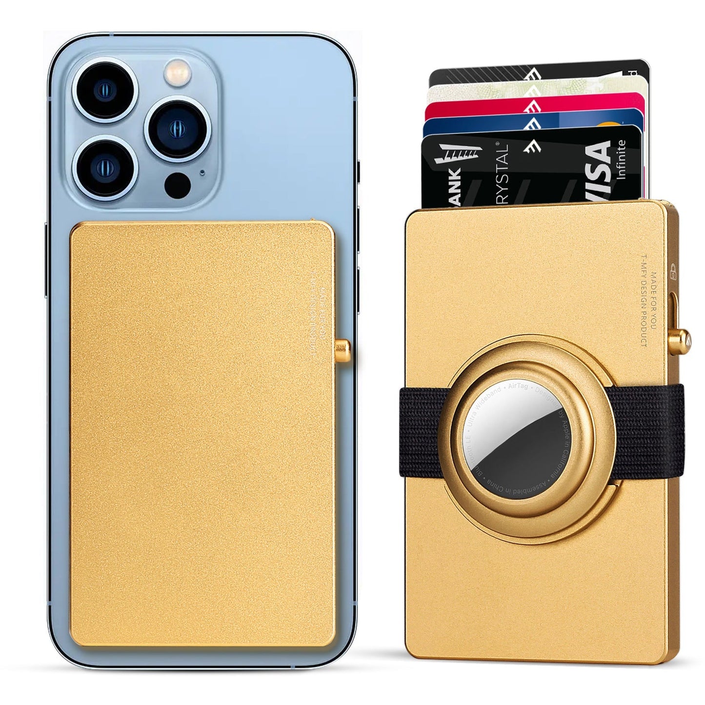 TOYFID All - Aluminum Pop Up Slide Rfid Slim Card Holder Wallet With Airtag Holder - Smart Gadgets