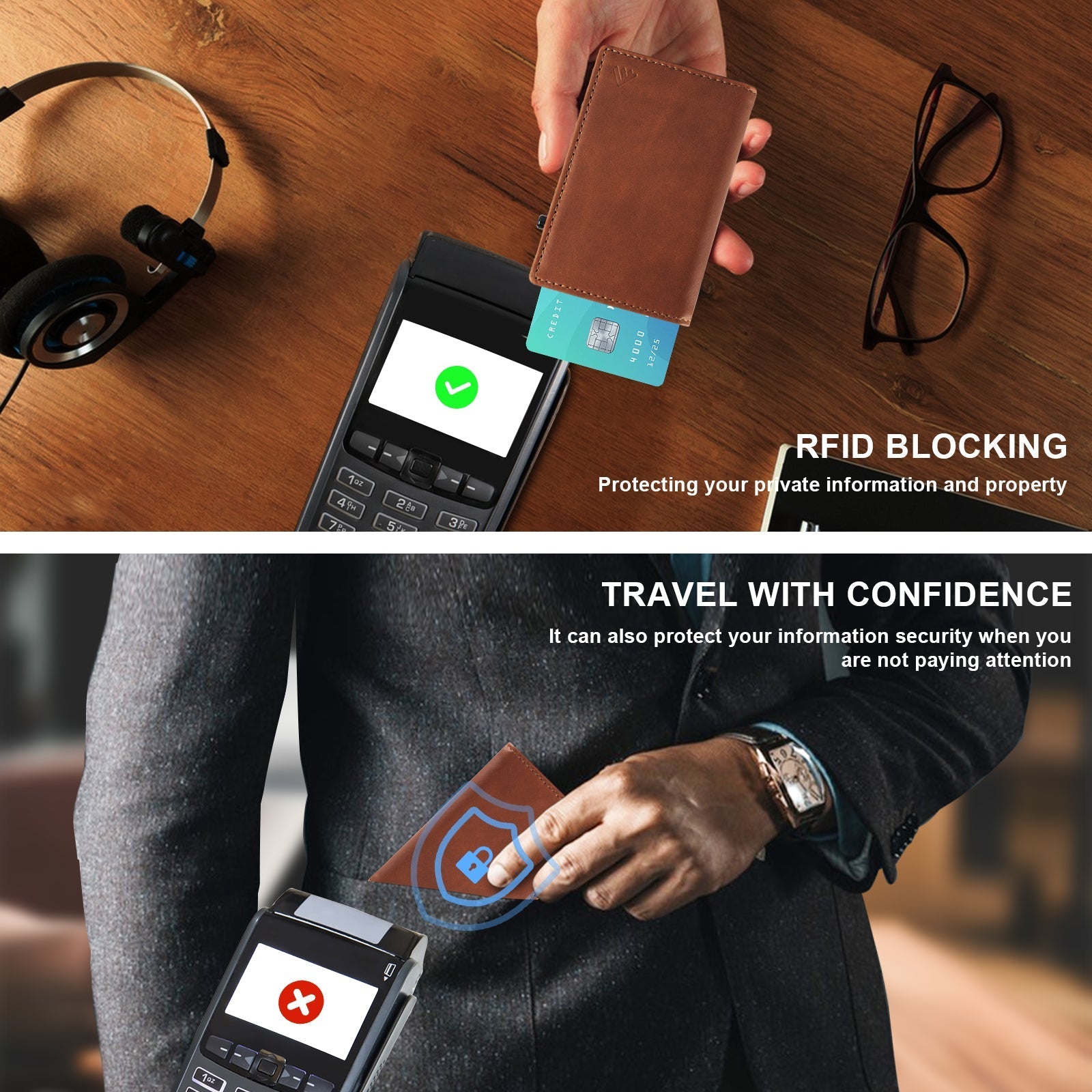 TOYFID Aluminum Alloy Wallet With Genuine Leather Cover Men's Billfolds - Smart Gadgets