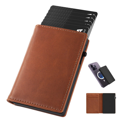 TOYFID Aluminum Alloy Wallet With Genuine Leather Cover Men's Billfolds - Smart Gadgets