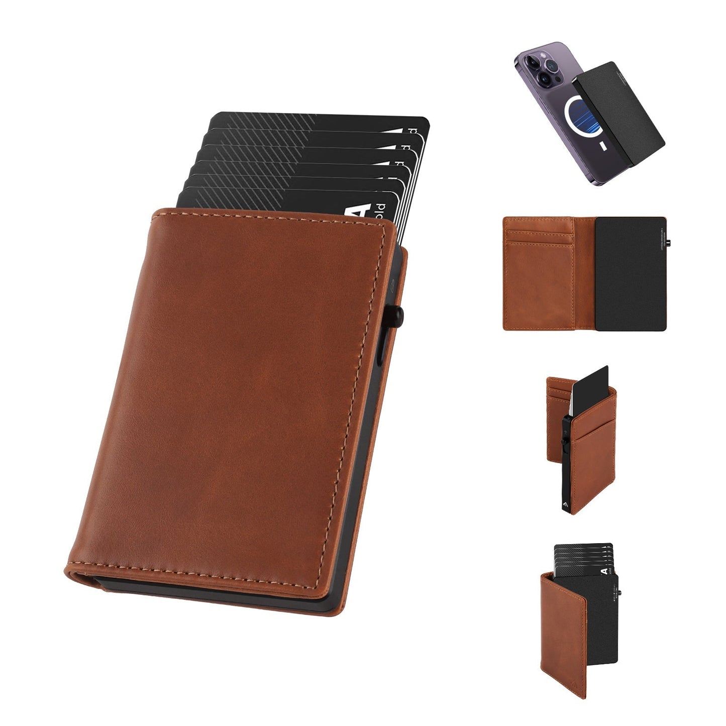 TOYFID Aluminum Alloy Wallet With Genuine Leather Cover Men's Billfolds - Smart Gadgets