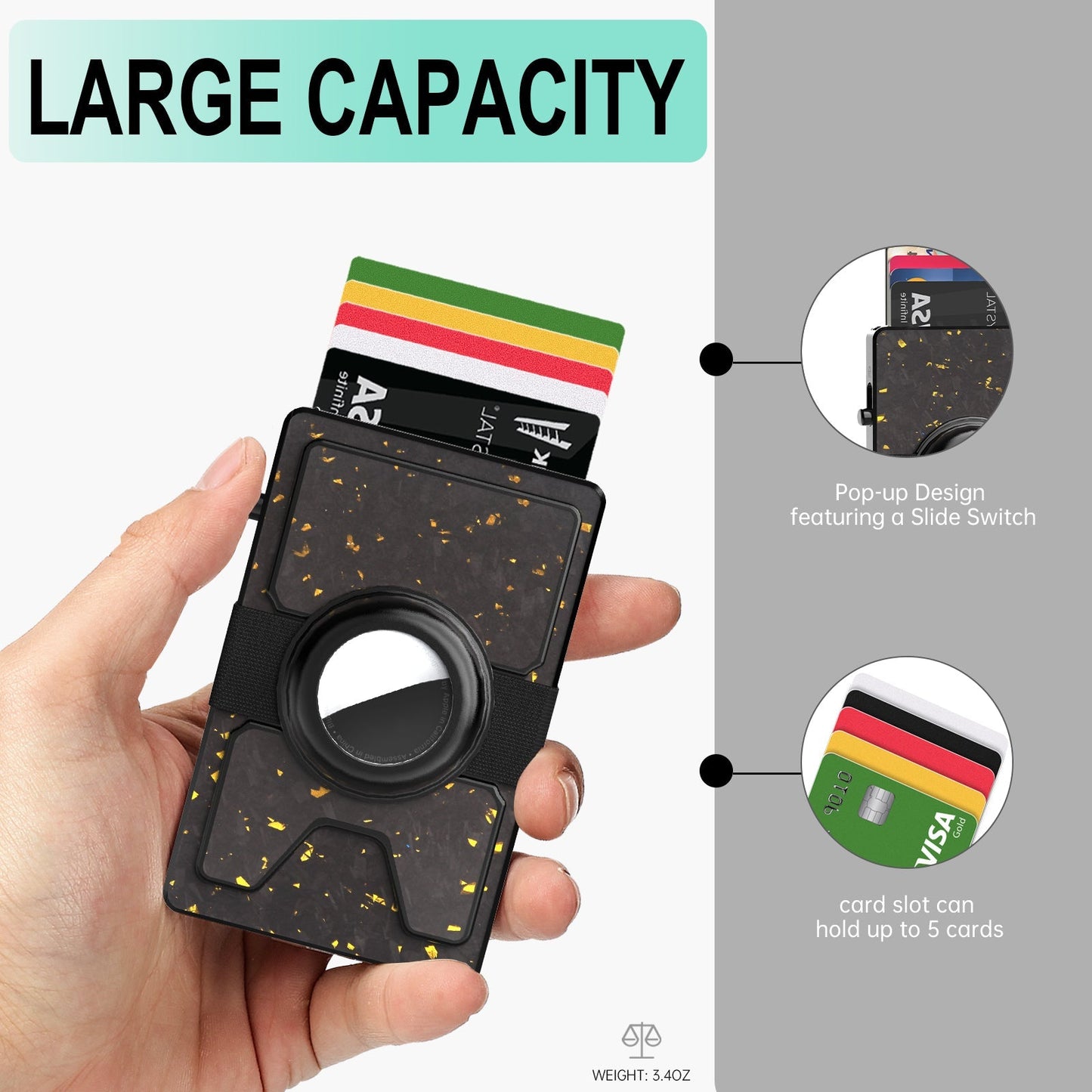 TOYFID Best Pop Up RFID Mens Wallet forged Carbon Fiber Minimalist Amazon to Protect Credit Cards - Smart Gadgets