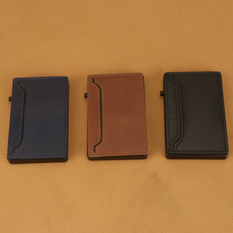 TOYFID Wallet With PU Leather Cover,Aluminum Alloy Pop Up Wallet Holder Card - Smart Gadgets
