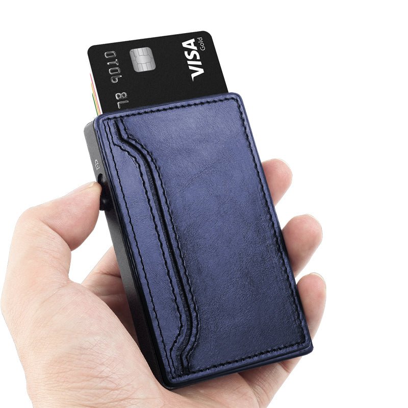 TOYFID Wallet With PU Leather Cover,Aluminum Alloy Pop Up Wallet Holder Card - Smart Gadgets