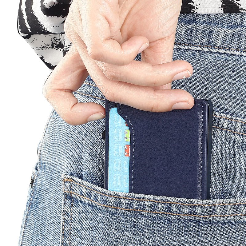 TOYFID Wallet With PU Leather Cover,Aluminum Alloy Pop Up Wallet Holder Card - Smart Gadgets