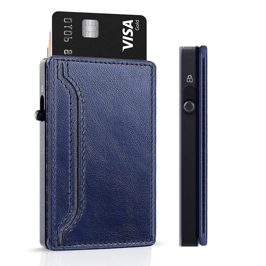 TOYFID Wallet With PU Leather Cover,Aluminum Alloy Pop Up Wallet Holder Card - Smart Gadgets
