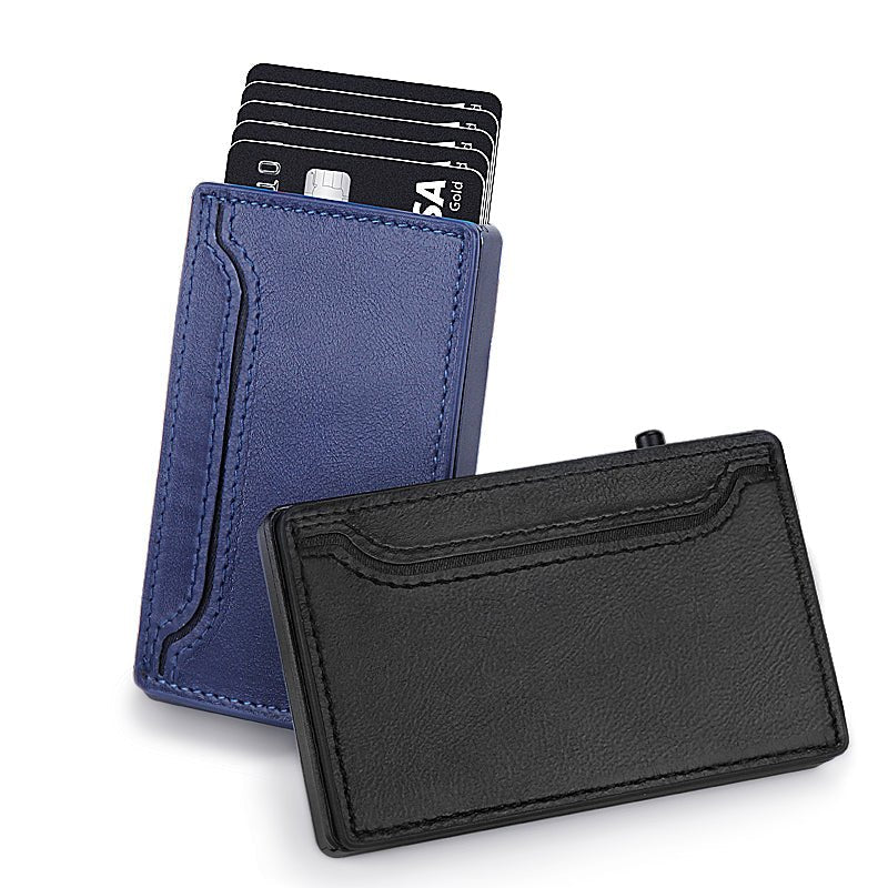 TOYFID Wallet With PU Leather Cover,Aluminum Alloy Pop Up Wallet Holder Card - Smart Gadgets